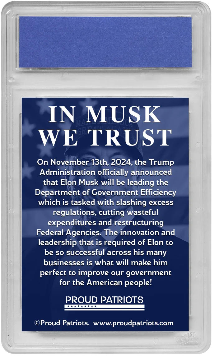Elon Musk DogeCoin Trading Card Graded Gem Mint 10 - Proud Patriots