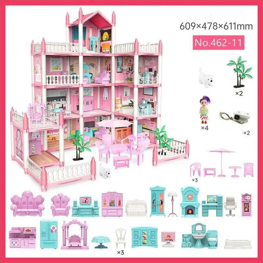 Enchanting 3D Dream Princess Castle Villa DIY Doll House Set with - ToylandEU™