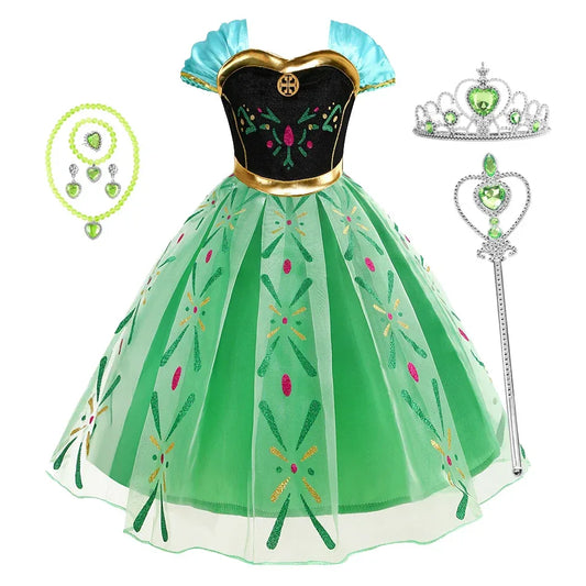 Enchanting Disney Princess Costume Anna Elsa Dress For Girls Ages 2 To 10 - ToylandEU