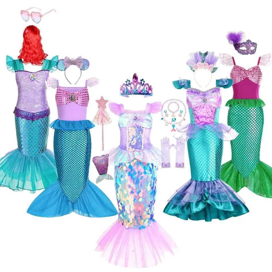 Enchanting Mermaid Dress Sea Print For Girls Birthday Party - ToylandEU