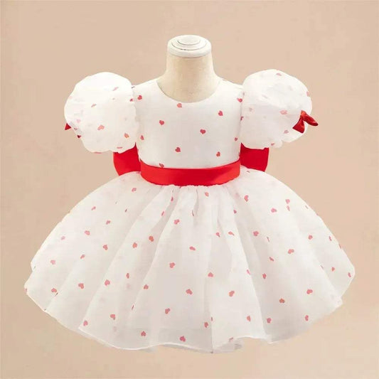 Baby Girl Dress Princess With Dots Bow Puff Sleeves - ToylandEU™
