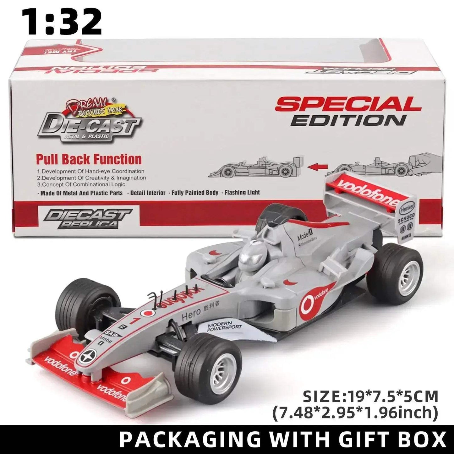 F1 Diecast Racing Car 1 32 Scale Realistic Sound - ToylandEU™