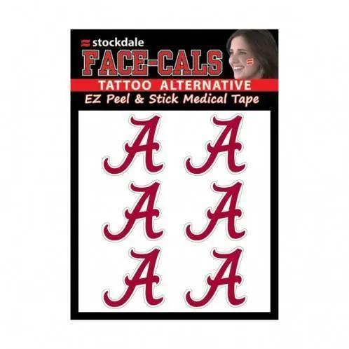 Alabama Crimson Tide Tattoo Face Decals Six Pack Waterless - ToylandEU™