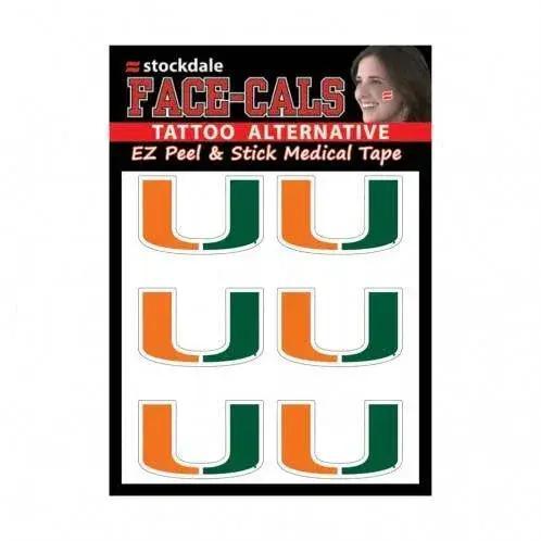 Miami Hurricanes Face Tattoo Decals Waterless Peel Stick - ToylandEU™