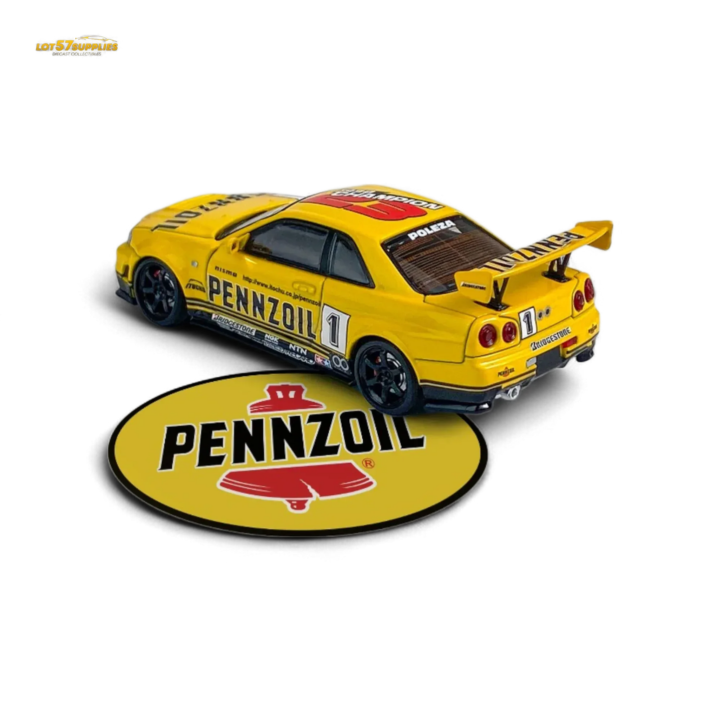 Fast Speed FS 1:64 Skyline GT-R R34 Nismo Z-Tune Pennzoil #1 – Yellow - ToylandEU