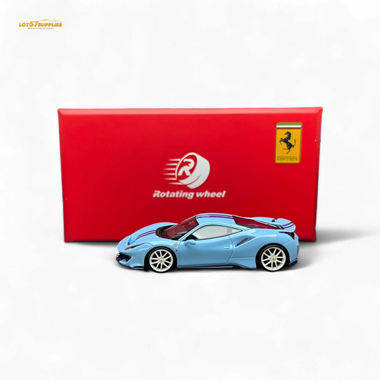 Ferrari 488 Pista 1 64 Scale Model Car Blue Limited - ToylandEU™
