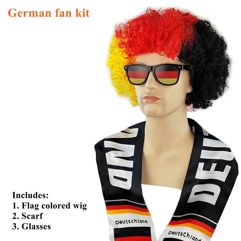 Flag Color Explosion Soccer Wig With Scarf Glasses - ToylandEU™
