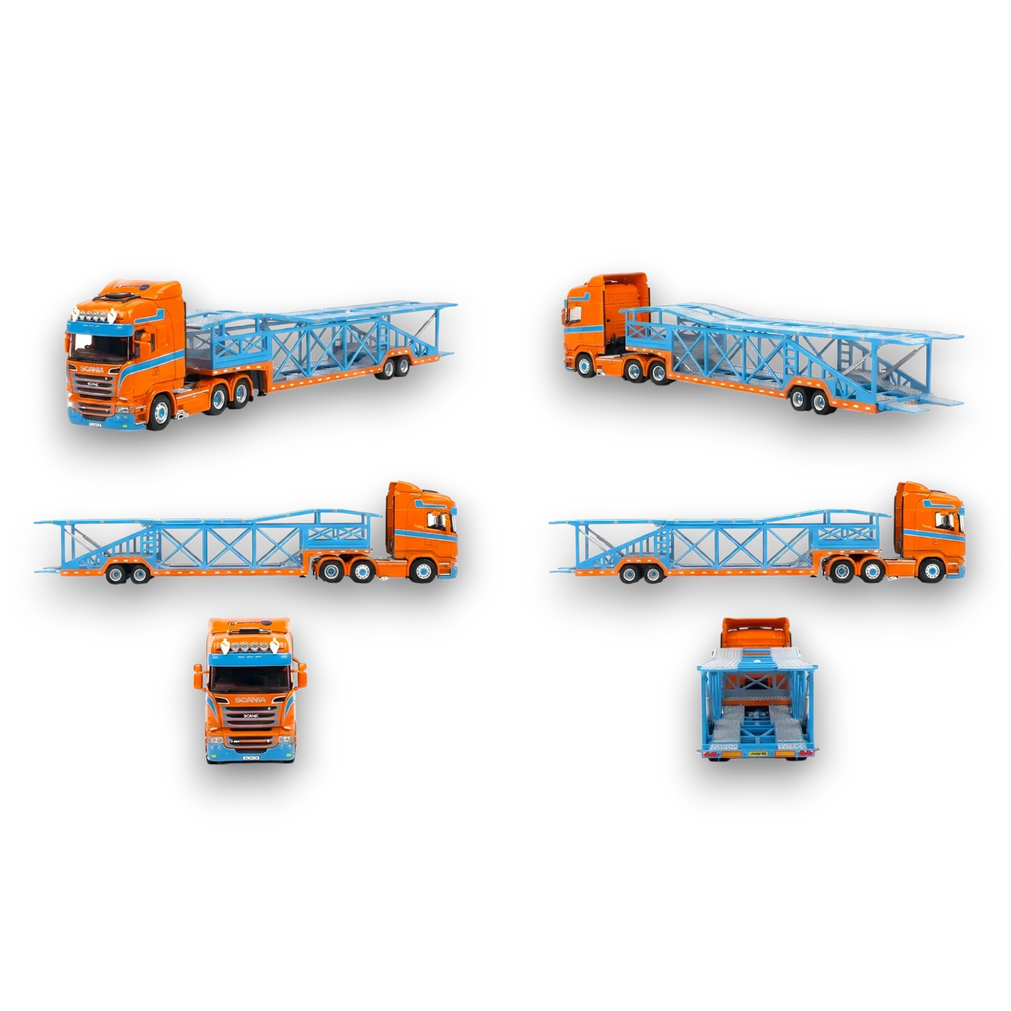 Flame Scania Car Carrier Blue & Orange 1:64 - ToylandEU