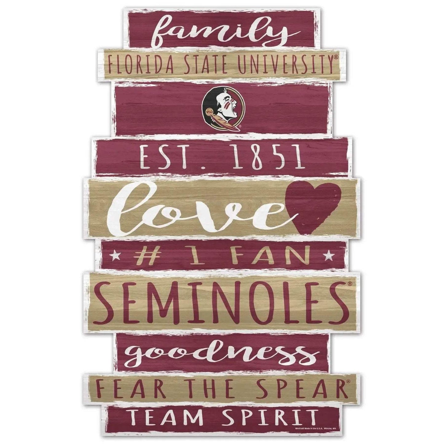 Florida State Seminoles 11x17 Wood Sign Family Word Decor - ToylandEU™