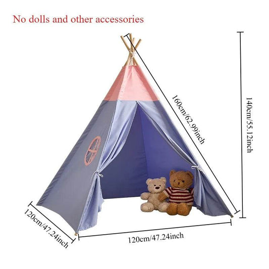Foldable Kids Teepee Tent 1.6M Cotton Linen At Home - ToylandEU
