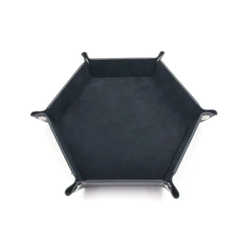 Folding Hexagon Dice Tray Leather Velvet Mat Storage - ToylandEU™