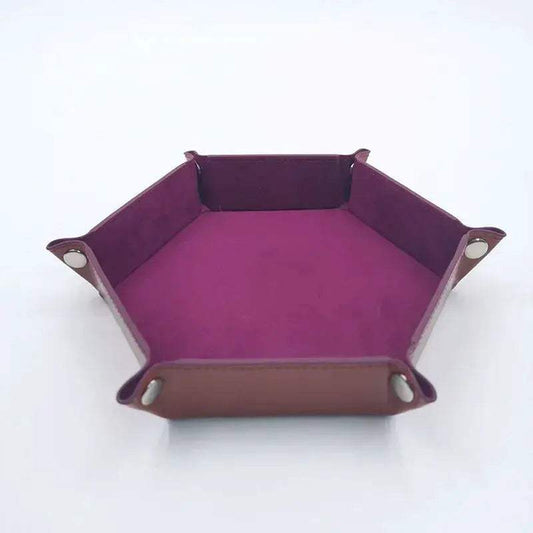 Folding Hexagon Dice Tray Leather Velvet Mat Storage - ToylandEU™