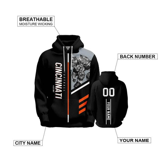 Personalized Cincinnati Graffiti American Football Hoodie - Custom Sweatshirt for Fans of All Ages - ToylandEU™