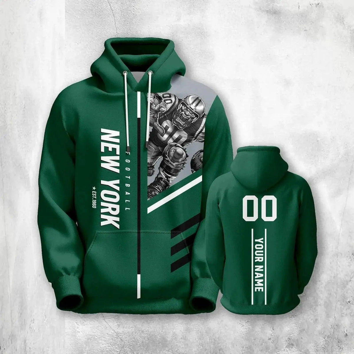 Personalized 3D Printed New York Football Hoodies - Custom Name & Number Sweatshirts for Men, Women, and Youth Fans - ToylandEU™
