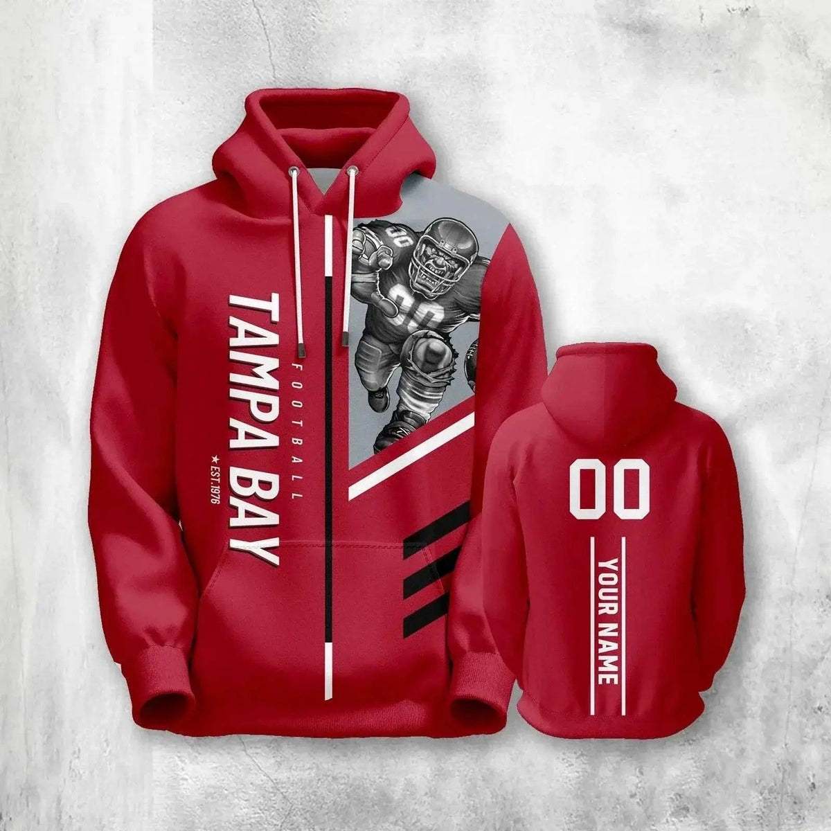 Personalized Tampa Bay City Mascots American Football Hoodie - Custom Printed Name & Number Sweatshirt for Fans of All Ages - ToylandEU™