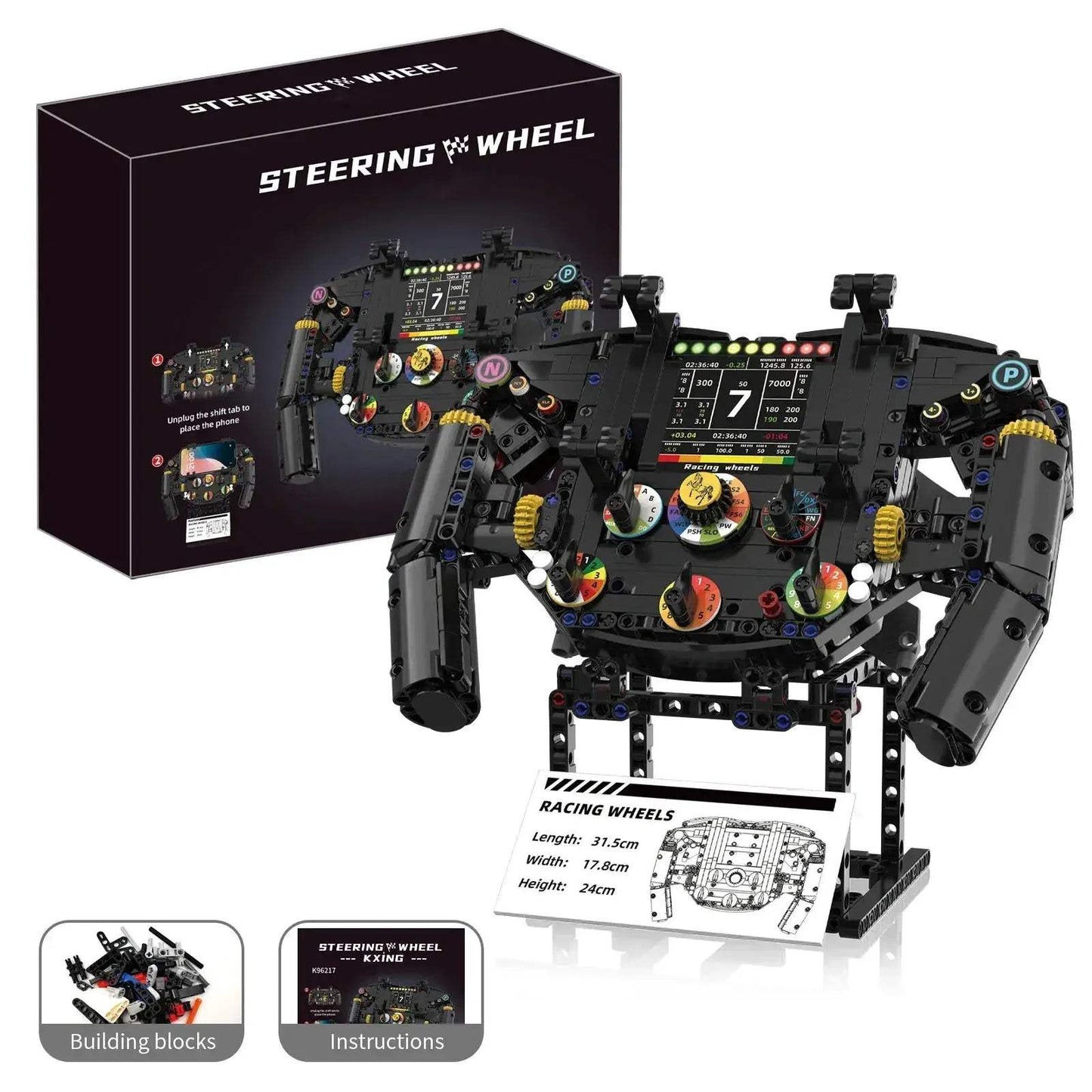 Formula One Steering Wheel Building Blocks DIY Toy Phone Holder - ToylandEU