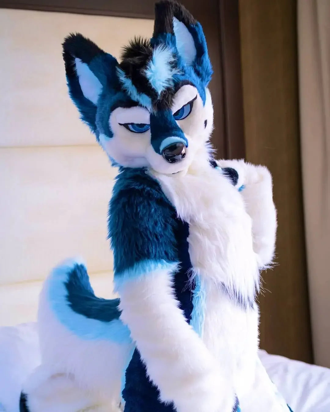 Blue White Fox Mascot Costume Fursuit For Adults Birthday Parties