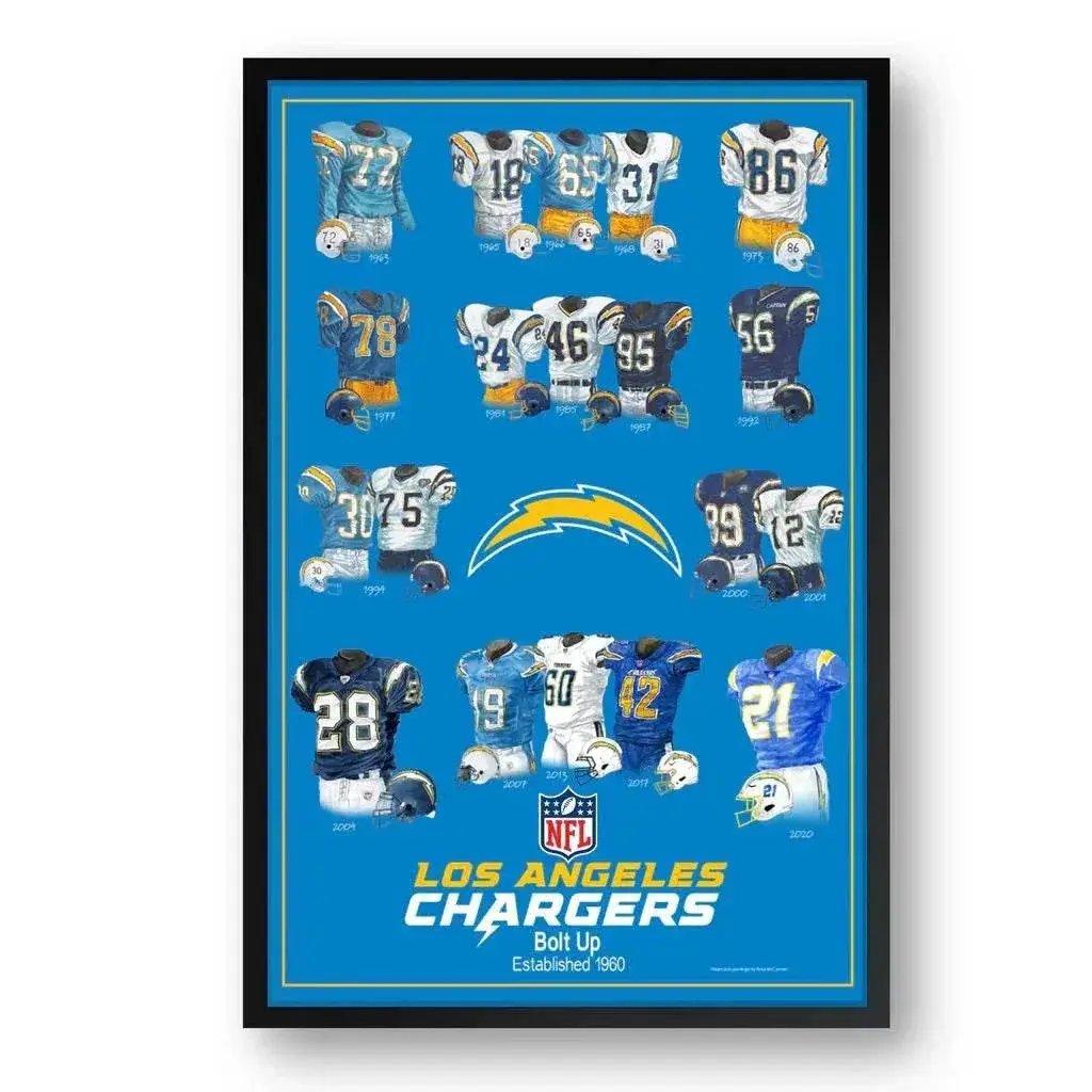 Los Angeles Chargers Framed Print 10x13 Uniform Heritage - ToylandEU™