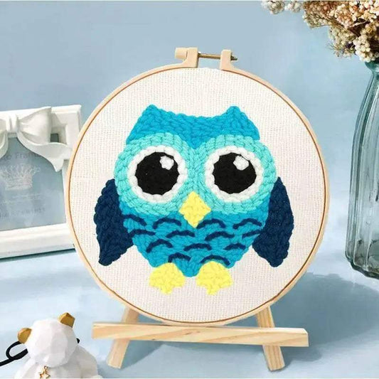 Friendly Owl Punch Needle Craft Kit - Beginner's DIY Embroidery Set, 20x20cm, Fun Needlework for Adults - ToylandEU™