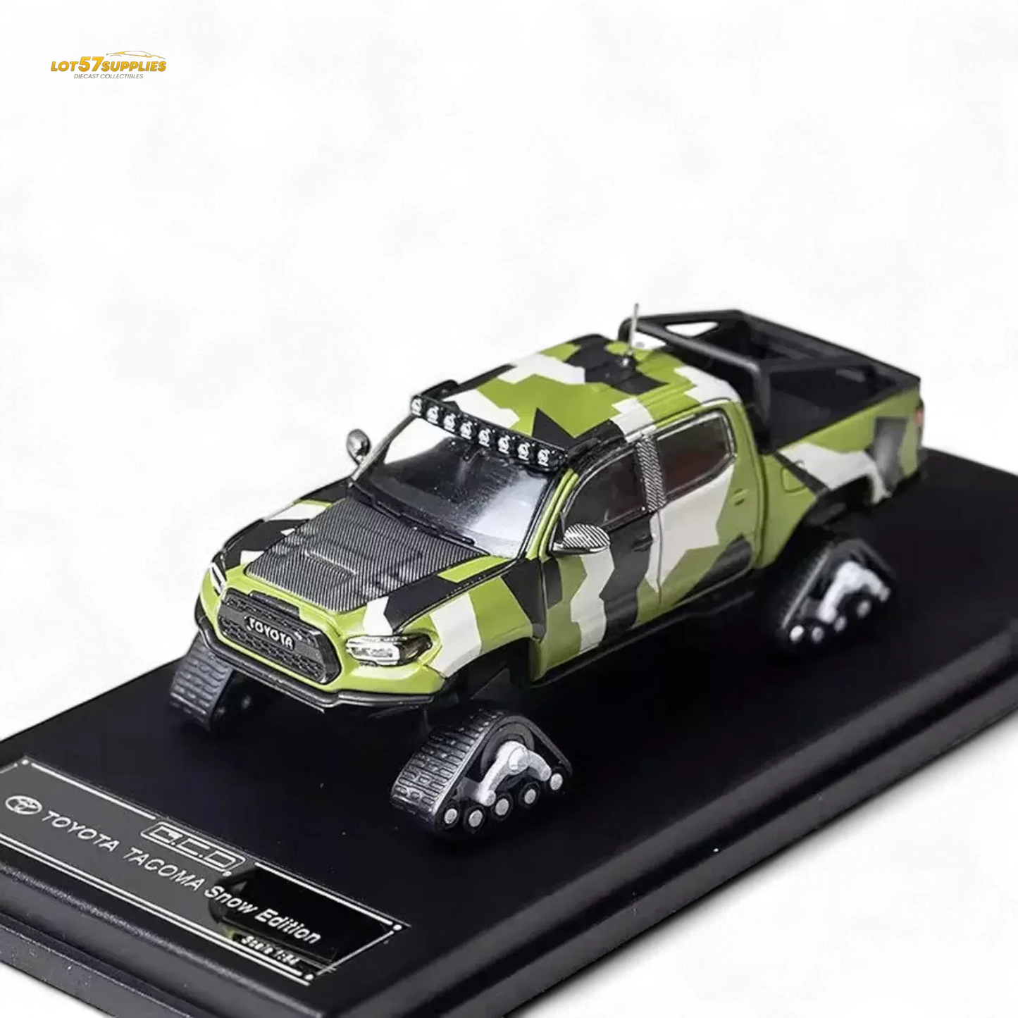 GCD Toyota TACOMA SNOW VERSION in Green Camo & 3PMSF Tires 1:64 - ToylandEU