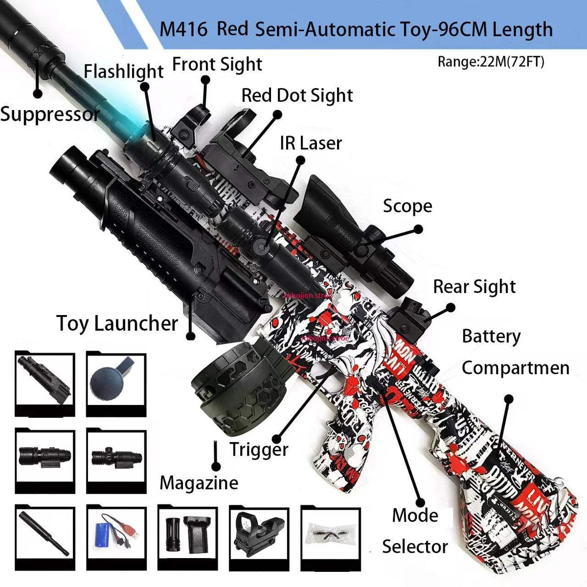 Gel Blaster Rifle | M416 White | Toylandeu™