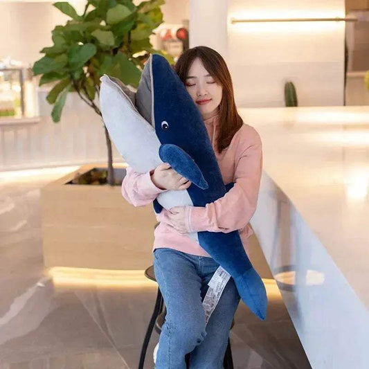 Giant Blue Whale Plush Toy Open Mouth Soft Pillow Premium - ToylandEU™