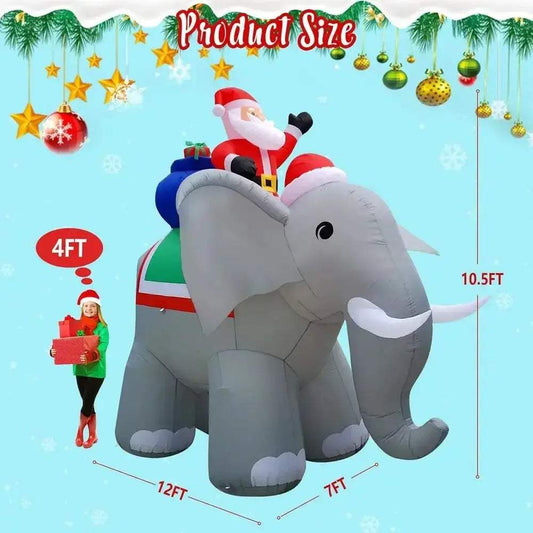 Giant Christmas Elephant Inflatable LED Lights Outdoor - ToylandEU™