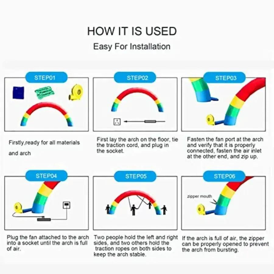 Giant Inflatable Rainbow Arch Party Entrance Decor XL - ToylandEU™