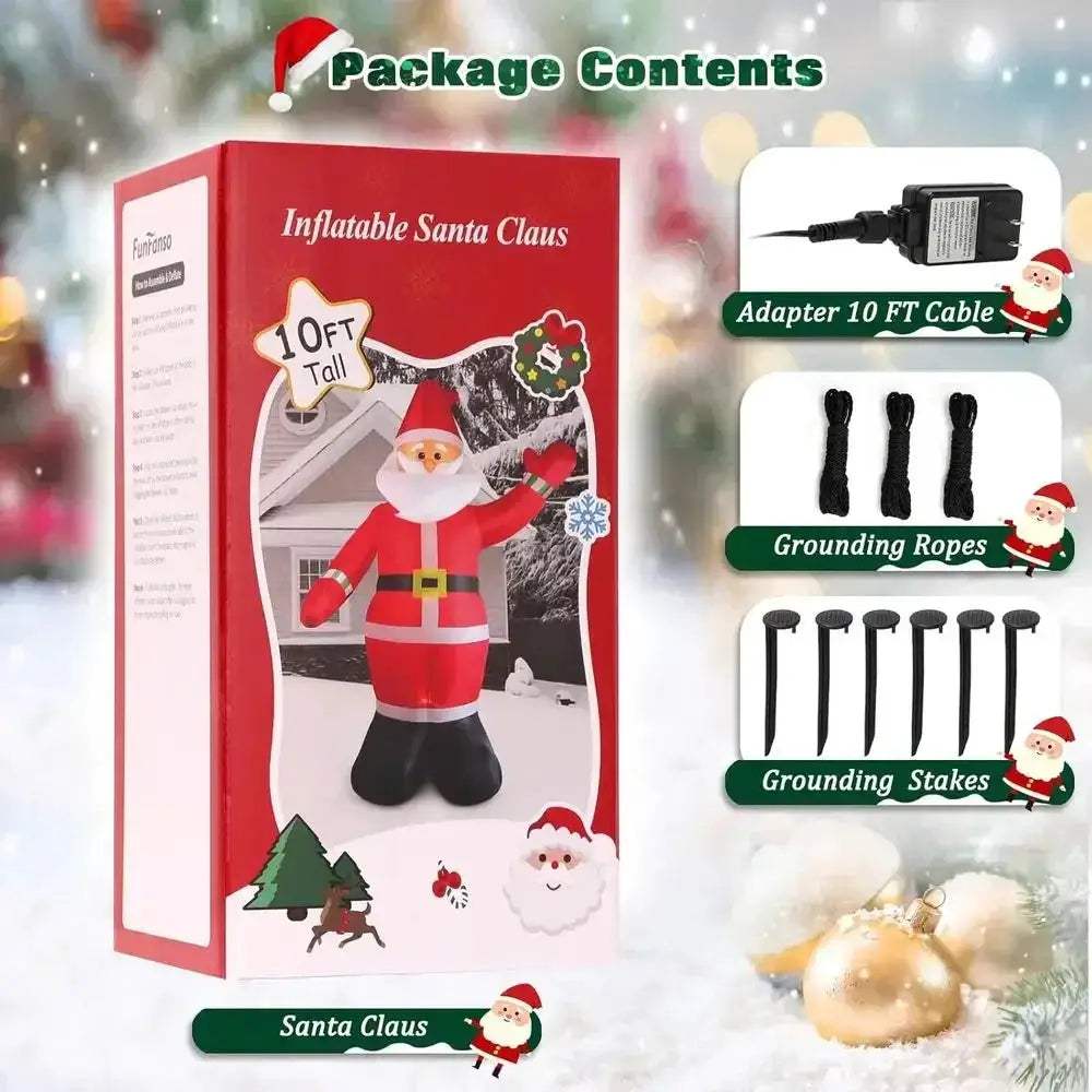 Giant Inflatable Santa With LED Lights For Outdoor Christmas Decor - ToylandEU
