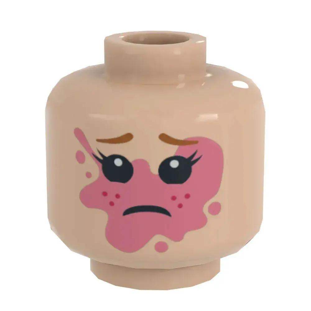 Authentic LEGO Figure Head With Bubble Gum Face Print For Standard Figure Compatibility ABS Plastic - ToylandEU