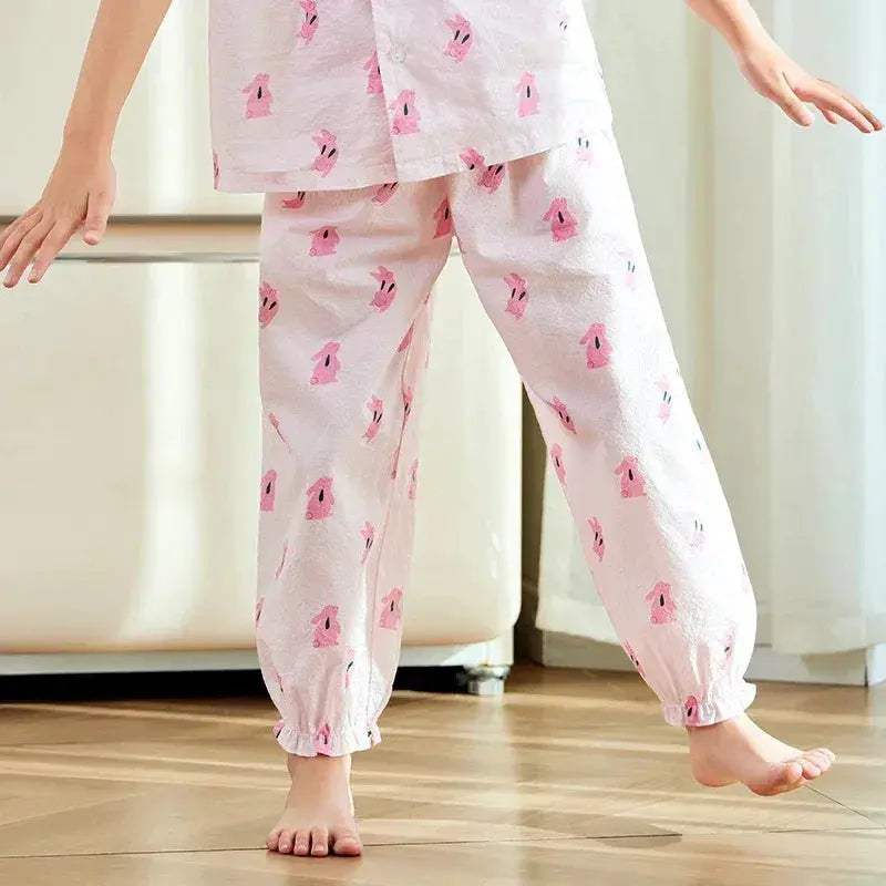 Girls Cotton Sleep Pants Breathable Summer Loungewear For Bedtime - ToylandEU