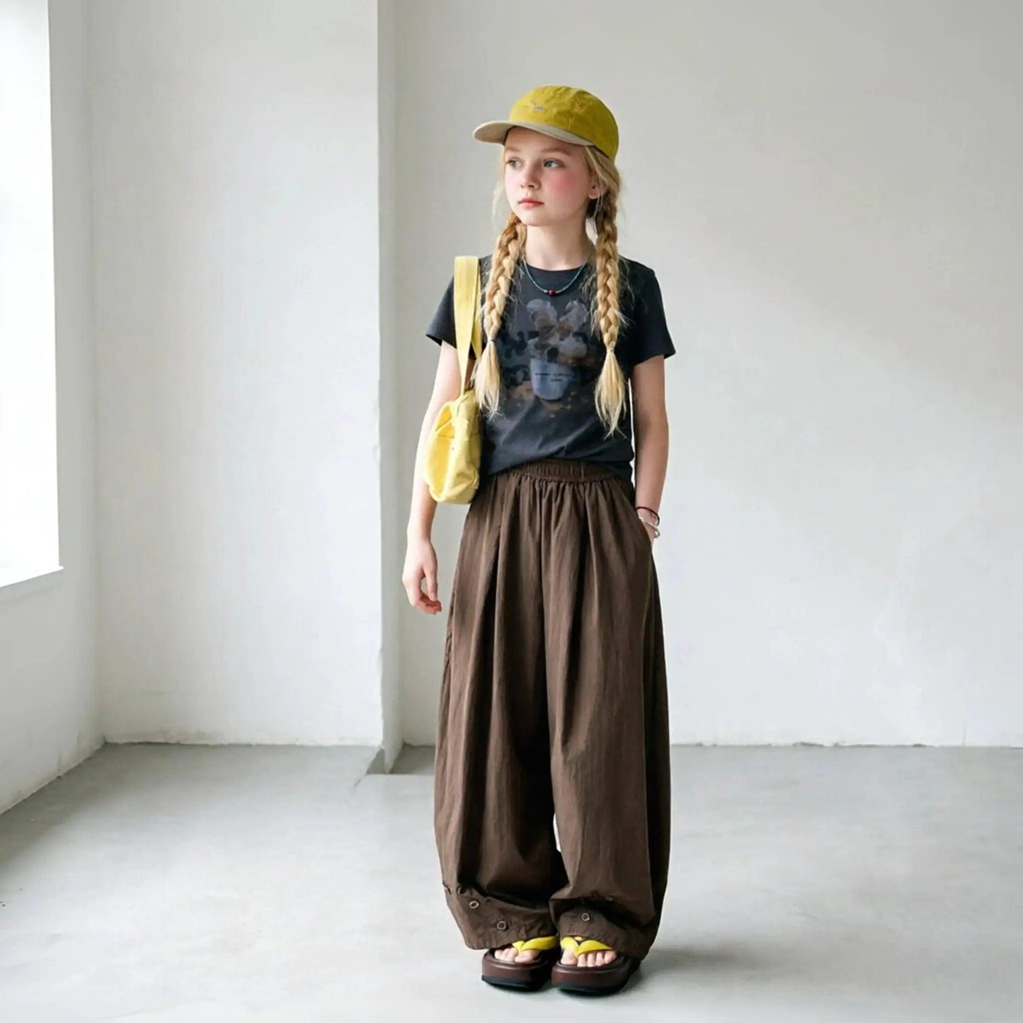 Girls Elastic Waist Wide Leg Pants Korean Style Comfort - ToylandEU™