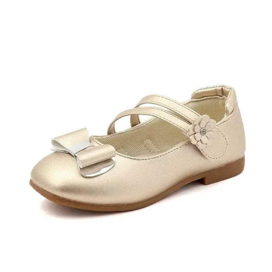 Girls Leather Shoes Kids Princess Bowtie Flats Soft Dance - ToylandEU™
