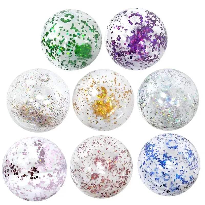 Glitter Inflatable Beach Ball 40cm Durable Pool Party - ToylandEU™
