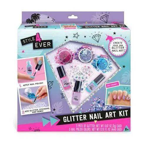 Glitter Nail Art Kit All In One With Polishes And Gems - ToylandEU™
