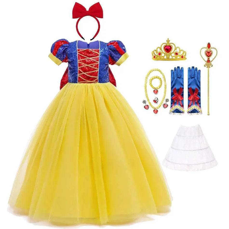 Glittering Princess Snow White Costume Sequined For Parties - ToylandEU