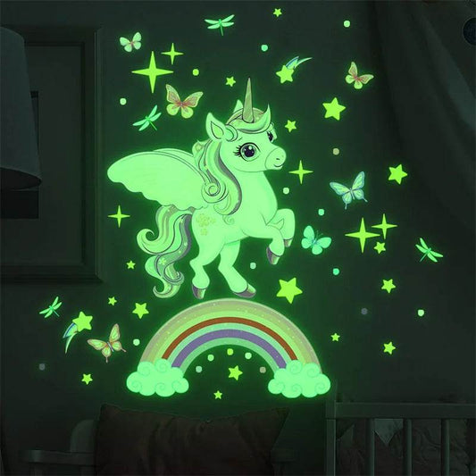 Glow In The Dark Wall Decals Self Adhesive Unicorn Bedroom - ToylandEU