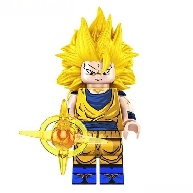 Goku Long yellow Hair Dragon Ball Z Super Lego Minifigures Anime Custom Toys G-6 - Minifigure Toys