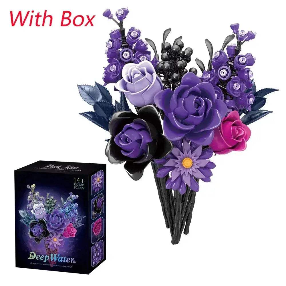 Gothic Purple Rose Building Blocks Set For Decor And Gifts - ToylandEU