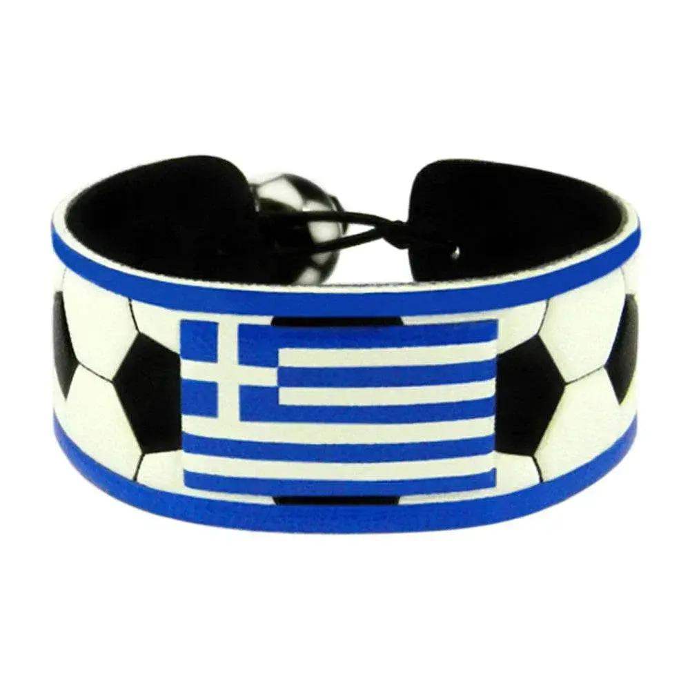 Greek Flag Leather Bracelet for Soccer Fans with Bead - ToylandEU