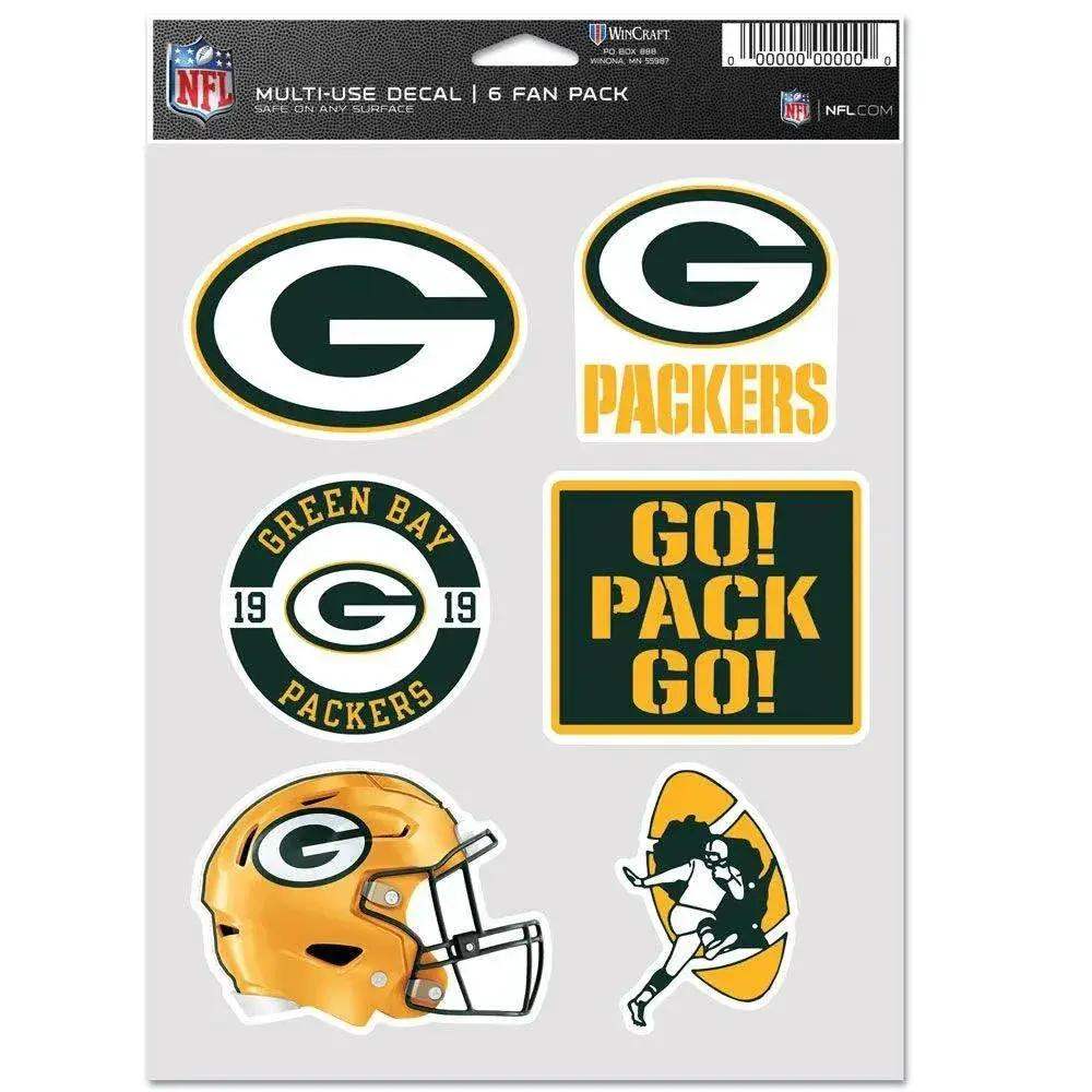 Green Bay Packers Assorted Decals Multi Use Fan 6 Pack Set - ToylandEU™