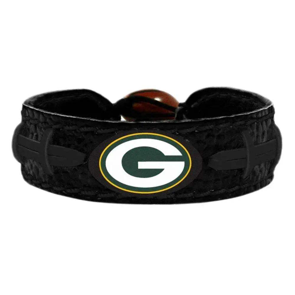 Green Bay Packers Leather Bracelet Team Color Black - ToylandEU™
