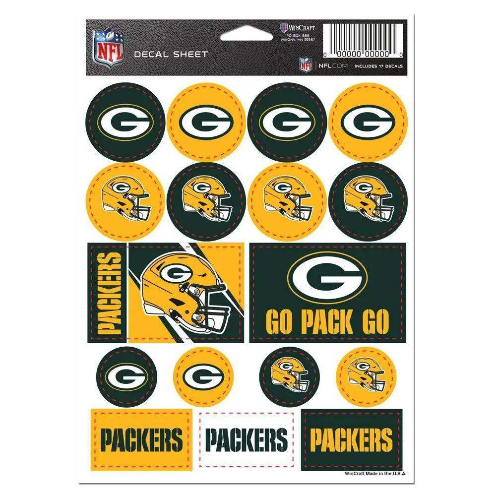 Green Bay Packers Vinyl Decal Sheet 5x7 Sticker Pack - ToylandEU™