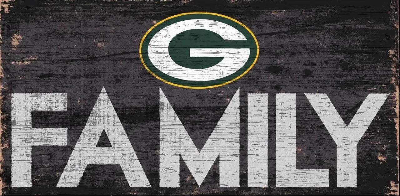 Green Bay Packers Wood Sign 12x6 Family Design Hanging Rope - ToylandEU™