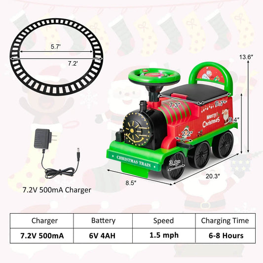 Green Electric Kids Ride-On Train with Track & 6 Wheels - Fun & Safe! - ToylandEU