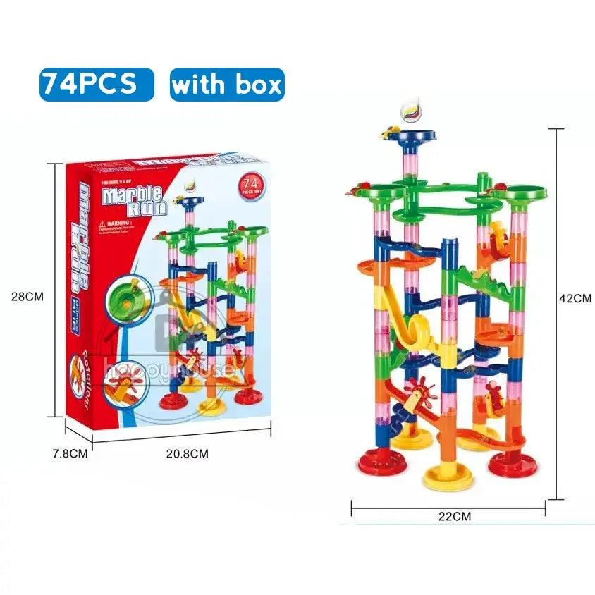 Marble Run Race Track Building Blocks Kids 3D Maze Ball Roll Toy DIY Marble Run Race Coaster Set 80/105/109/133pc Christmas Gift - ToylandEU