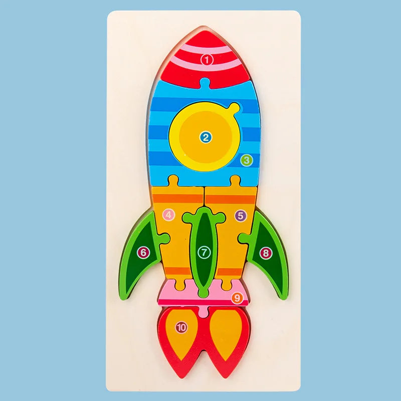 Wooden Puzzle | 3D Cartoon Animal | Montessori Early Education Toy | Big Size