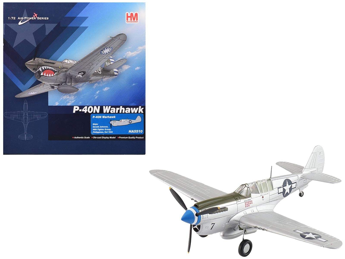 Curtiss P-40N Warhawk Fighter-Bomber Aircraft | 1/72 Diecast Aircraft Model | Hobby Master | Major Gerald Johnson 49th Fighter Group Philippines