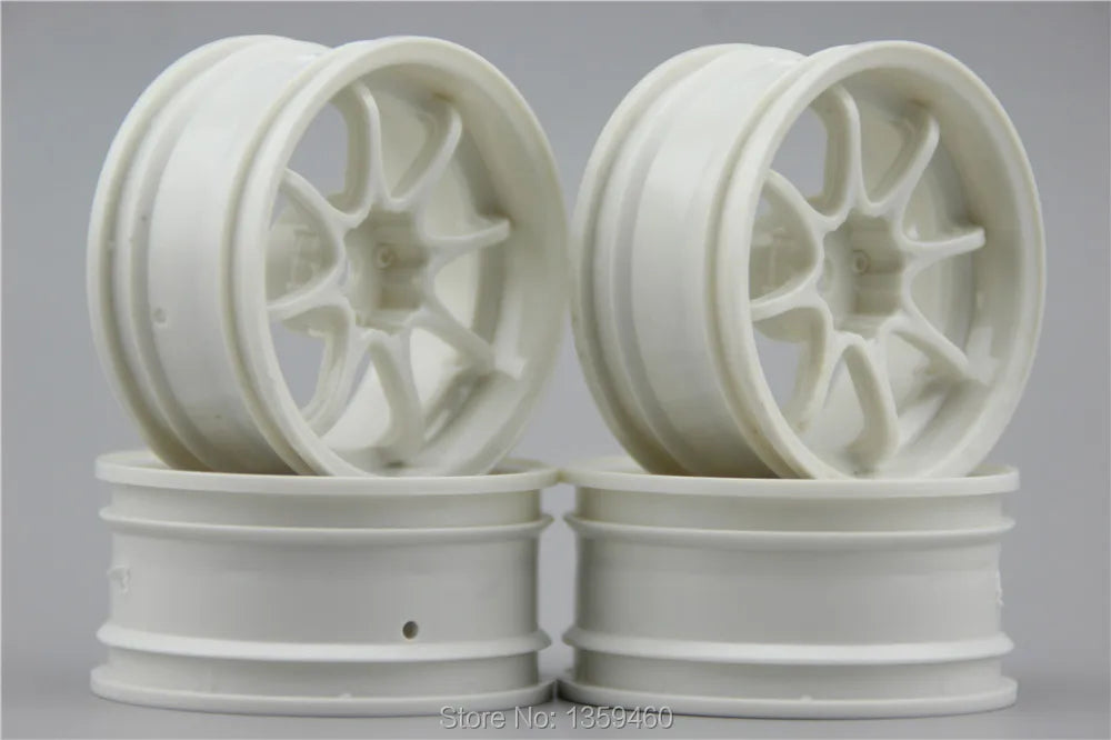 1:10 RC Car Wheels | 6mm Offset | Touring Drift Compatible | 4 Pack White