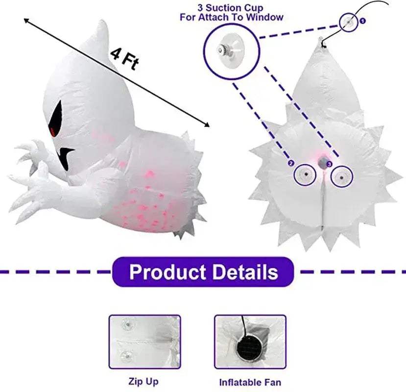 Halloween Inflatable Ghost with Blower Fast Inflate Outdoor Decoration - ToylandEU